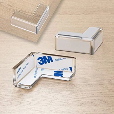 Afbeelding van WELLGRO 32 stuks siliconen hoekbeschermers, 4 x 1,9 cm (l b h), transparant, BPA vrij, aantal naar keuze: