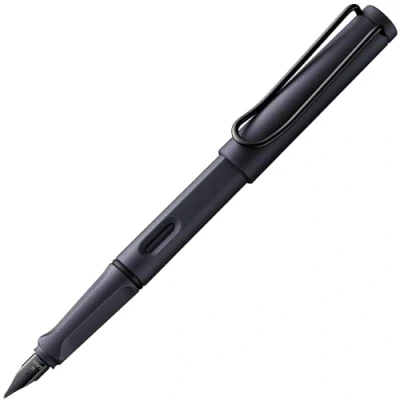 Image de LAMY safari steel black Stylo plume avec grip ergonomique et acier poli en taille EF matière plastique robuste ASA cartouche bleue T 10 Droitier