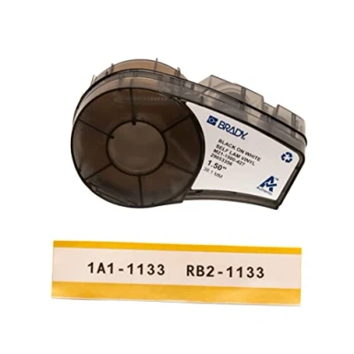 Afbeelding van Brady Zelfklevende vinyltape voor BMP21 PLUS; LAB; BMP21, 38,10 mm x 4,30 m, zwart op wit, transparant