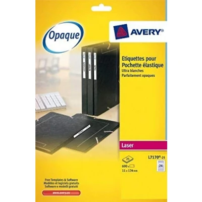 Afbeelding van AVERY Verpakking met 600 zelfklevende etiketten voor Eurofolio elastiekmappen elk 134 x 11 mm, laser /inkjetprinter, (L7170 25)