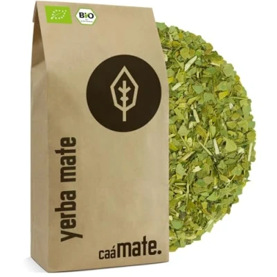 Afbeelding van Yerba mate Tee BIO 200 g ● gerijpt aan DE lucht gedroogd rookvrij plasticvrij fair thee van matte bladeren, stukjes mateastückchen en mateblattpoeder ÖKO 006
