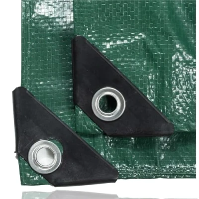 Afbeelding van Afdekzeil, 2 x 3 cm, 200 g/m², groen, met oogjes, waterdicht, tuinzeil en beschermzeil, multifunctioneel zeil, bouwzeil voor tent camping