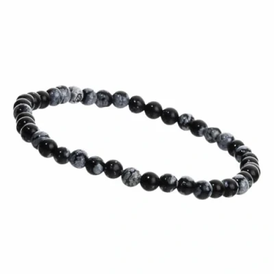 Afbeelding van Unique Gems Sierlijke beschermarmband van edelsteen voor dames, diameter 4 mm, obsidiaan, Obsidiaan