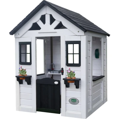 Afbeelding van Backyard Discovery Sweetwater Speelhuis Wit/zwart Houten Speelhuisje met Speelkeuken en accessoires voor de tuin / buiten
