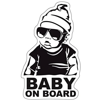 Afbeelding van baby on Board autosticker, 12 x 7 cm, Finest Folia UV bestendig, weerbestendig, waterdicht, Hangover R042 (jongen, aan boord)