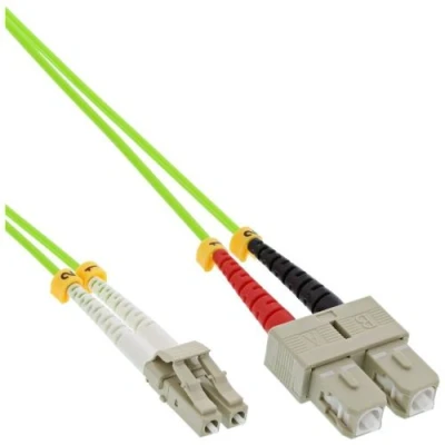 Image de InLine Cordon de raccordement LC multi mode (M) pour SC 1 m fibre optique duplex 50 / 125 microns OM5 sans halogène vert