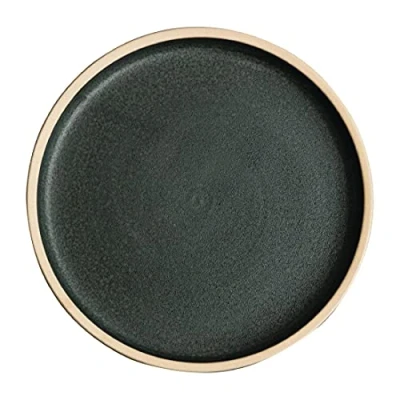 Afbeelding van Olympia Canvas platte ronde borden donkergroen 18cm