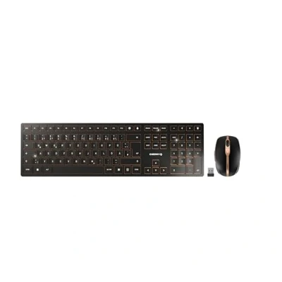 Afbeelding van CHERRY DW 9100 SLIM Toetsenbord en muis set draadloos 2.4 GHz, Bluetooth 4.2 Zwitsers zwart/brons