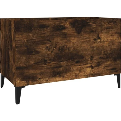 Afbeelding van Platenkast 74,5x38x48 cm bewerkt hout gerookt eikenkleurig
