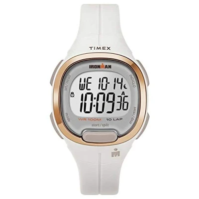 Afbeelding van Timex Ironman Transit 33 mm dameshorloge met harsband, wit/roségoud., Riem
