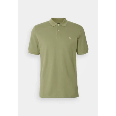 Afbeelding van Marc O&#039;Polo Short Sleeve Button Placket Slits Embroide Poloshirt, Heren, Maat: Large, Bistro green