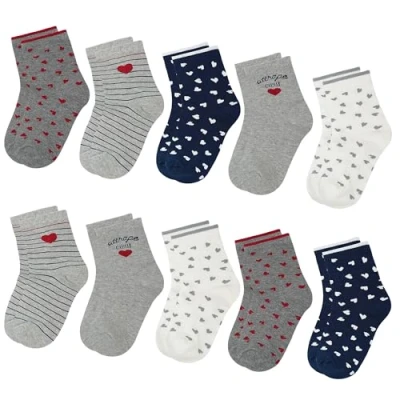 Afbeelding van L &amp; K II 12 peuter katoenen meisjessokken met schattig patroon kleurrijke kinderpantoffels 2808VA, 10 2887