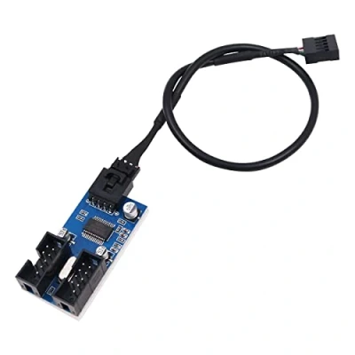 Afbeelding van 9pin USB 2.0 Header Splitter 1 to 2 Extension Hub Adapter Port Multiplier