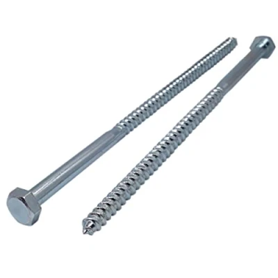 Afbeelding van Marcopol Set van 12 zeshoekige houtschroeven DIN 571 verzinkt staal M10 x 300 mm, zeskantschroeven, bodembouten, zeskantkop, bodemtrekkerschroeven (12, mm), zilver