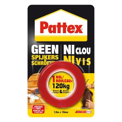 Image de Pattex Ni Clou Vis Ruban De Montage 1,5mx19mm Rouge