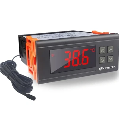 Afbeelding van KETOTEK Digitale temperatuurregelaar met waterdichte sonde KT 1000, dubbele relaisthermostaat, 220 V, 10 A, koeling en verwarming, temperatuurregelaar, aquarium, broedmachine, koelkast, terrarium