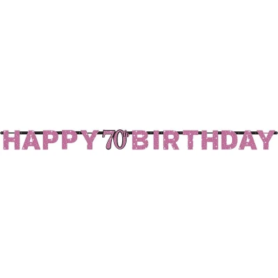 Afbeelding van Letterslinger Happy 70 Birthday Sparkling Pink 213x16cm per stuk