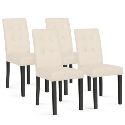 Image de Lot de 4 chaises POLGA capitonnées en velours beige pieds noirs