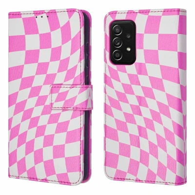 Afbeelding van iMoshion Hoesje Geschikt voor Samsung Galaxy A52 (4G) / A52s (5G) Met Pasjeshouder Design Bookcase smartphone Roze Retro Pink