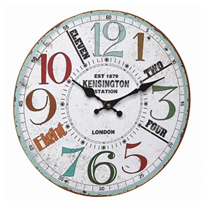 Afbeelding van TFA Dostmann Kensington Vintage wandklok analoog retro motief meerkleurig zwart (L) 337 x (B) 41 (H) mm 60.3045.11