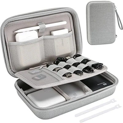 Afbeelding van Procase hoes compatibel met MacBook Power Adapter Magic Mouse 2 Apple Pencil Guard USB Flash Disk SD kaart oplader iPad iPhone schokbestendige voor elektronische accessoires, grijs, groot,