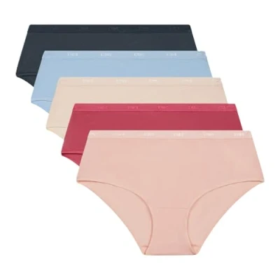 Afbeelding van DIM Les Pockets EcoDIM Soft Touch X5 boxershorts voor dames (5 stuks), Rse Baller/Sil/Bge/Bl Che/Gr Gra, M