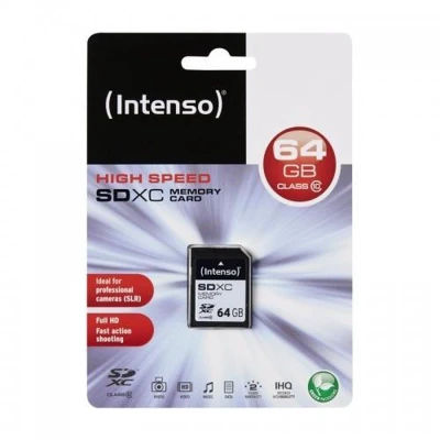Afbeelding van Intenso SDXC kaart 64GB, Class 10 (R) 25MB/s, (W) 10MB/s, blisterverpakking