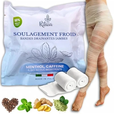 Afbeelding van Ritalia® Beenbanden 2 strepen met een koud effect, verkwikkende en ontmoedigende werking 100% natuurlijke extracten, verstevigend verband (banden)