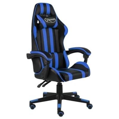 Afbeelding van vidaXL Racestoel kunstleer zwart en blauw