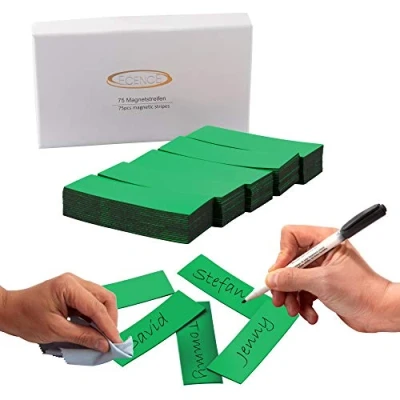 Afbeelding van ECENCE 75 Magneetstrips beschrijfbaar 60x20mm Groen kleefstrips om op maat te snijden uitwisbare magneetplaten Magneetetiketten voor whiteboards, koelkasten, magneetbord