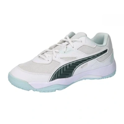 Afbeelding van Puma Solarflash JR II Unisex Handbalschoenen voor kinderen, Maat: 29, White/nitro blue/shadow gray Textiel/ synthetisch