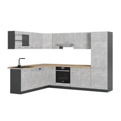 Afbeelding van Vicco Hoekkeuken R Line, Beton/antraciet, 227 x 287 cm zonder werkblad