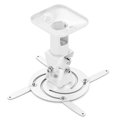 Afbeelding van deleyCON Universele Beamer Projector Plafondbevestiging + 25 Kantelbaar 360 Draaibaar tot 15kg Afstand het Plafond 215mm Kabelgeleider Wit
