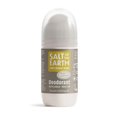 Image de Salt of the Earth Déodorant naturel rechargeable à bille Ambre et bois de santal Protection efficace, ingrédients 100% naturels, respectueux l&#039;environnement, végétalien, sans cruauté envers les