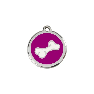Afbeelding van Comic Bone Purple roestvrijstalen hondenpenning small/klein dia. 2 cm RedDingo