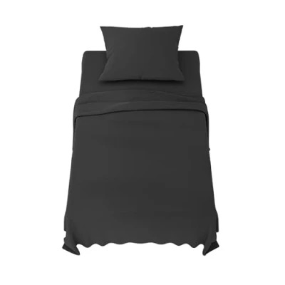 Afbeelding van Dreamzie Poligino Beddengoed, 90 x 190 cm, 3 delig, van microvezel, hoeslaken bedlaken voor eenpersoonsbed, 70 260 1 kussensloop 50 80 Oeko Tex gecertificeerd, donkergrijs