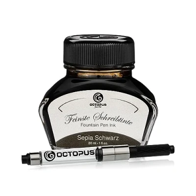 Afbeelding van Octopus Fluids sepia Schwarz schrijfinkt met converter, vulpeninkt, zwart, 30 ml