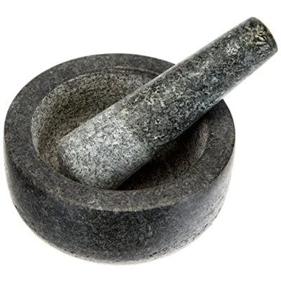 Afbeelding van JADE TEMPLE Vijzel van steen met stamper, graniet, grijs, 14 x 7,7 cm