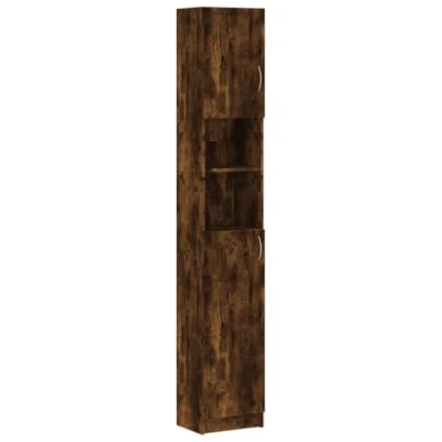 Afbeelding van Badkamerkast 32x25,5x190 cm bewerkt hout gerookt eikenkleurig
