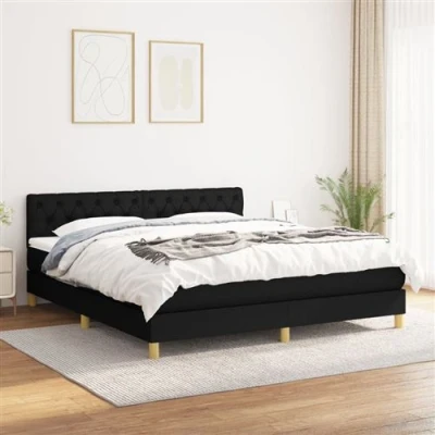 Afbeelding van vidaXL Boxspring met matras stof zwart 160x200 cm