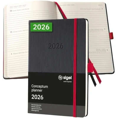 Afbeelding van SIGEL C2608 Weekalender Conceptum 2026, ca. A5, zwart