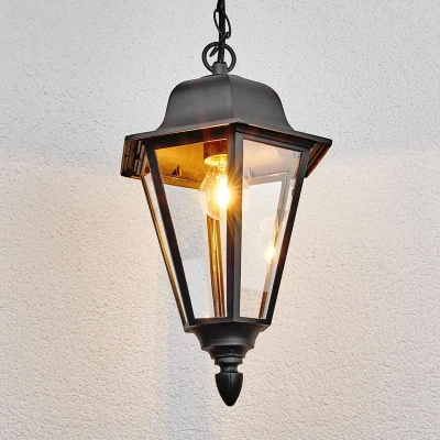 Afbeelding van Lindby Hanglampen buiten 1licht aluminium, glas H: 40 cm E27 grafietgrijs, helder