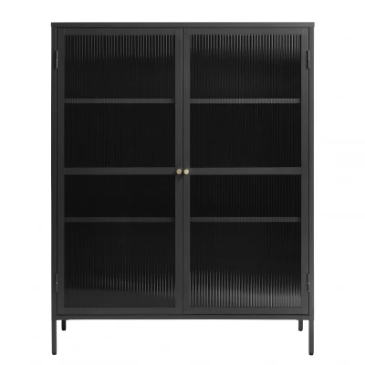 Afbeelding van Olan glazen vitrinekast 140 cm zwart