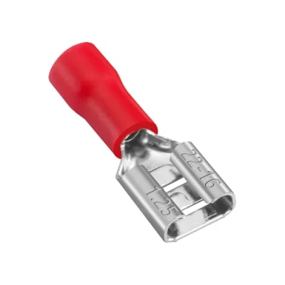 Afbeelding van Heschen Sourcingmap 100 stuks geïsoleerde vinyl kabelklemmen 6,3 x 0,8 mm voor 0,5 1,5 mm² (22 16 AWG) rood