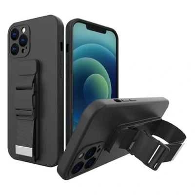 Afbeelding van Touwhoes gelhoes met sleutelkoord ketting handtaskoord Xiaomi Redmi Note 10 / 10S zwart