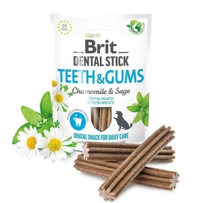 Afbeelding van 3x251g (7st) Brit Dental Stick voor tanden en tandvlees met kamille salie hondensnacks