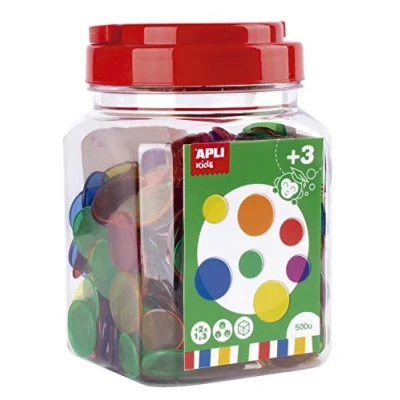 Afbeelding van Apli kids 17495 Pot met 500 transparante chips, verschillende kleuren