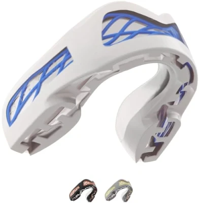 Afbeelding van SafeJawz Premium Shock Cage Sports Nitro mondbescherming voor volwassenen en junioren, met etui boksen, MMA, rugby, vechtsport, karate, hockey alle contactsporten (wit)