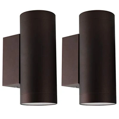 Afbeelding van Klighten wandlamp voor buiten, GU10 fitting, van aluminium, up down light, buitenverlichting, IP65 waterdicht, tuin, hal, ingang, patio, gloeilamp niet inbegrepen, 2 stuks, brons