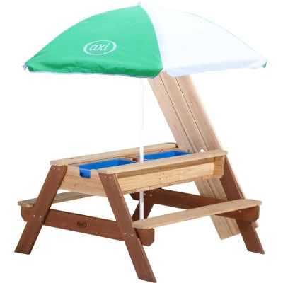 Afbeelding van AXI Zand/Watertafel Nick Met Geheime Ruimte Kan ook gebruikt worden als Picknicktafel Incl. Parasol 90 x 80 56 cm Vanaf 2 jaar